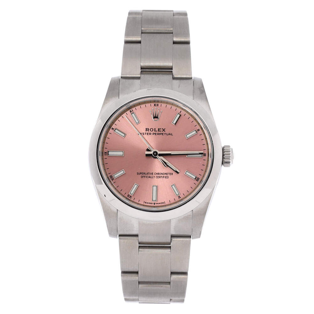 Rolex 34 Oyster Perpetual Pink Automatic Watch Stainless Steel
